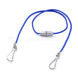 Polyester & Spandex Cord Ropes Eyeglasses Chains, Neck Strap for Eyeglasses, with Plastic Breakaway Clasps, Iron Coil Cord Ends and Keychain Clasp, Blue, 21.34 inch(54.2cm)