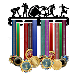 Porta medaglie in ferro espositore da parete, con viti, rugby e calcio, gli sport, 150x400mm