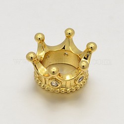 Perline a corona reale in zirconi cubici di zirconia cubica aaa con foro grande placcato in oro giallo 24k, cadmio & nichel &piombo libero, 3mm, Foro: 8x13 mm