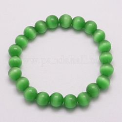 Katzenaugen Perlen strecken Armbänder, Runde, grün, 1-7/8 Zoll (47 mm)