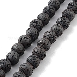 Fili di perle di roccia lavica naturale, smerigliato, tondo, 8~8.5mm, Foro: 1 mm, circa 49pcs/filo, 14.76 pollice (37.5 cm)