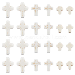 SUNNYCLUE 1 Box 90Pcs White Cross Beads Mini Small Synthetic Turquoise Stone Cross Bead Tiny Pocket Crosses Easter Holiday Crucifix Loose Spacer Beads for Jewelry Making Beading Supplies DIY Crafts