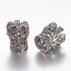 Abalorios de Diamante de imitación de la aleación, corona, Platino, 17x15.5mm, agujero: 2.5 mm