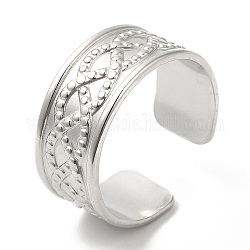 304 anillo abierto de acero inoxidable con patrón de cuerda giratoria para mujer., color acero inoxidable, diámetro interior: 19 mm