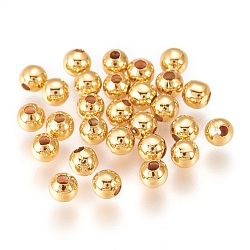 Perline in ottone, placcato di lunga durata, tondo, oro, 3x2.5mm, Foro: 1.2 mm, 300 pc / set