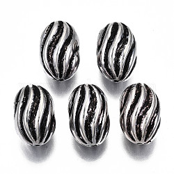 Ccb Kunststoff-Perlen, Twist Oval, Antik Silber Farbe, 20x14x12.5 mm, Bohrung: 1.2 mm, ca. 235 Stk. / 500 g