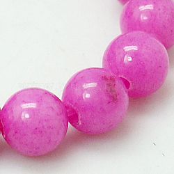 Natur Mashan Jade runde Perlen Stränge, gefärbt, Magenta, 12 mm, Bohrung: 1 mm, ca. 34 Stk. / Strang, 15.7 Zoll