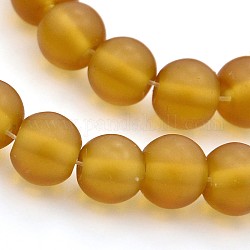 Handmade Frosted Lampwork Beads Strands, Round, Peru, 6mm, Hole: 1mm, about 50pcs/strand, 10.5inch