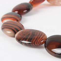 Natural Agate Glossy Oval Bead Strands, Saddle Brown, 25x18x8mm, Hole: 1mm, about 16pcs/strand, 15.75 inch