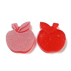 Cabochons en résine translucide fête des professeurs, de couleur plaquée ab , pomme, rouge, 24x22x4.5mm