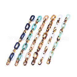 Акриловые цепочки Фигаро ручной работы, имитация драгоценных камней в стиле и леопардовый принт, овальные, для изготовления ювелирных изделий, разноцветные, ссылка: 20.5x11x3 mm, 14x8x2 мм, 39.37 дюйм (1 м) на прядь