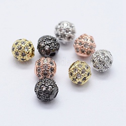 Perles de cubes zircone en laiton , ronde, sans plomb et sans cadmium, couleur mixte, 4mm, Trou: 0.5mm
