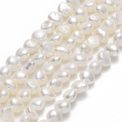 Fili di perle di perle d'acqua dolce coltivate naturali, due lati lucido, biancheria, 4~5x5~6x2.5~3.5mm, Foro: 0.6 mm, circa 79~87pcs/filo, 13.98~14.17'' (35.5~36 cm)