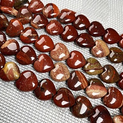 Natural Red Rainbow Jasper Beads Strands, Heart, 10x10mm, about 38pcs/strand