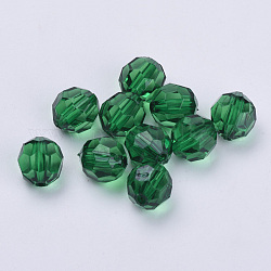 Transparente Acryl Perlen, facettiert, Runde, dunkelgrün, 6x5.5 mm, Bohrung: 1.3 mm, ca. 4200 Stk. / 500 g