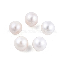 Natural Pearl Beads, No Hole/Undrilled, Round, Floral White, 8.5~9mm