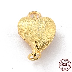 925 fascette magnetiche in argento sterling, con anelli di salto, cuore strutturato, oro, 12x9x5mm, Foro: 1.2 mm