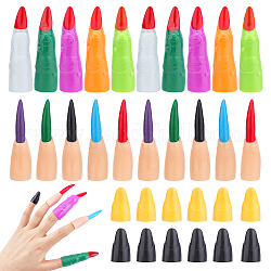 CHGCRAFT Plastic Fake Fingers, for Halloween Masquerade Party Finger Nails Supplies, Mixed Color, 60pcs/bag