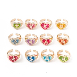 Двенадцать созвездий эмали открытые кольца-манжеты, легкие позолоченные кольца из сплава для женщин, разноцветные, размер США 6 (16.5 мм)