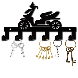Железные настенные крючки вешалки, декоративная стойка-органайзер с 6 крючком, для сумки ключ для одежды шарф подвесной держатель, мотоцикл, металлический черный, 14x27 см