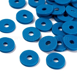 Perles en pâte polymère manuel, pour les fournitures de bricolage bijoux artisanat, disque / plat rond, perles heishi, bleu marine, 8x1mm, Trou: 2mm, environ 13000 pcs/1000 g