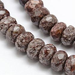 Facettierte natürliche braune Schneeflocke Obsidian Unterlegscheibe Perlen Stränge, 8x5 mm, Bohrung: 1 mm, ca. 76 Stk. / Strang, 15.2 Zoll