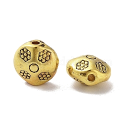Tibetischer stil legierung perlen, cadmiumfrei und bleifrei, Flachrund, Antik Golden, 8.5x9x5.5 mm, Bohrung: 1.5 mm, ca. 833 Stk. / 1000 g