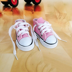 Chaussures en toile de poupée en tissu, baskets pour accessoires de poupées bjd, rose, 55x29x40.5mm