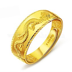 Polsini regolabili in ottone, anelli aperti, con motivo a drago, oro, misura degli stati uniti 10 1/2 (20.1mm)