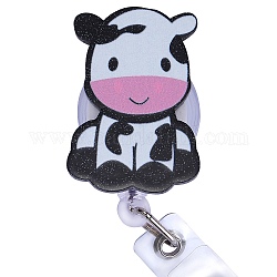 Carrete de insignia de plástico acrílico y abs, porta credencial retráctil, vaca, 99mm, vaca: 50x34.5 mm