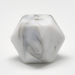Food Grade Eco-Friendly Silicone Beads, Chewing Beads For Teethers, DIY Nursing Necklaces Making, Faceted Cube, WhiteSmoke, 17x17x17mm, Hole: 2mm