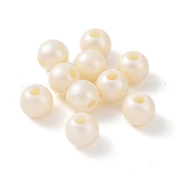 Perles européennes en plastique ABS d'imitation perle, Perles avec un grand trou   , ronde, beige, 11.5x9.5mm, Trou: 5.2mm, environ 847 pcs/500 g