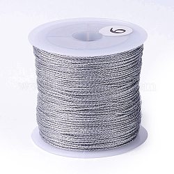 9-Ply Metallic Thread, Embroidery Thread, for Jewelry Making, Round, Silver, 0.6mm, about 36.09 Yards(33m)/Roll