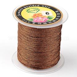 Round Metallic Thread, Embroidery Thread, 9-Ply, Coconut Brown, 0.8mm, about 65.61 yards(60m)/roll