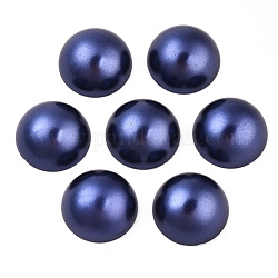 Cabochon di plastica abs, imitazione perla, mezzo tondo, blu di Prussia, 25x12.5mm, circa 200pcs/scatola
