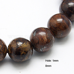 Natur Bronzit Perlen Stränge, Runde, 8 mm, Bohrung: 1 mm, ca. 45~48 Stk. / Strang, 15.2 Zoll