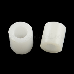 Recharges de perles à repasser en PE, Tube, blanc, 3~3.3x2.5~2.6mm