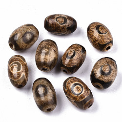 Tibetischen Stil dzi Perlen, natürliche Achat Perlen, gefärbt und erhitzt, Oval, 3 Auge, 19~22x13~15 mm, Bohrung: 1.8~3 mm