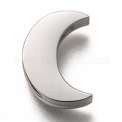 Encantos de la diapositiva de 304 acero inoxidable, luna, color acero inoxidable, 11x8.5x3.5mm, agujero: 7.5x1.5 mm