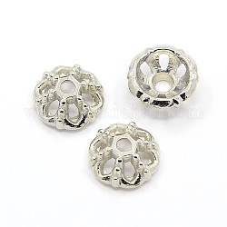 Legierung Blume Perlenkappen & Kegel, Nickelfrei, Platin Farbe, 9x4 mm, Bohrung: 1 mm