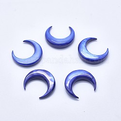 Shell Cabochons, gefärbt, Mond, königsblau, 18~22x16~19x2~8 mm