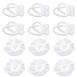 Gorgecraft 12pcs 2 Arten Plastikimitat-Perlen-Stretch-Armbänder, mit Spitzenkanten, für Brautjungfer, Braut-, Partyschmuck, creme-weiß, 6pcs / style