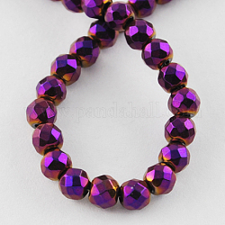 Non-magnetic Synthetic Hematite Beads Strands, Grade A, Faceted, Round, Purple Plated, 2x2mm, Hole: 1mm