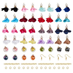 254piece DIY Earrings Making Kits, include Glass Globe Pendants, Nylon Pendants, Brass Earring Hooks, Iron Ends with Twist Chains, 304 Stainless Steel Jump Rings