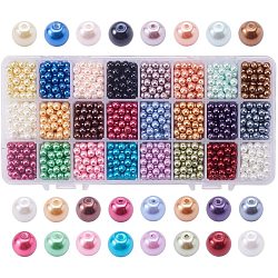 Perles rondes en verre teinté écologique, couleur mixte, 6mm, Trou: 1.2~1.5mm, environ 60pcs / compartiment, 1440 pcs / boîte