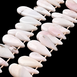 Natural Pink Opal Beads Strands, Top Drilled, Teardrop Charms, 18~41.5x7.5~16.5x5~7.5mm, Hole: 0.8mm, about 29pcs/strand, 14.57''~14.96''(37~38cm)