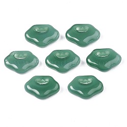 Nachahmung Jade Glas-Anhänger, sperren, Meergrün, 11x15.5x4.5 mm, Bohrung: 1.6x5 mm
