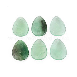 Ciondoli fluorite verde naturale, lacrima, 34~35.5x24~25x9mm, Foro: 1 mm