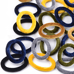 Anelli di collegamento in velluto, con bottone alluminio, anello ovale, platino, colore misto, 51x36.5x4mm