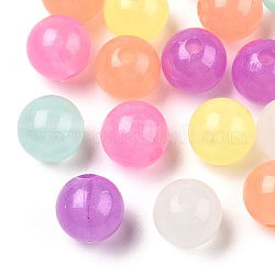 Perle acriliche luminose, si illuminano al buio, tondo, colore misto, 10x10mm, Foro: 2 mm, circa 1000pcs/500g